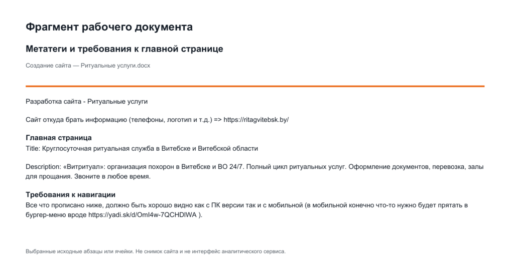 Подготовка содержания и метатегов Витритуал